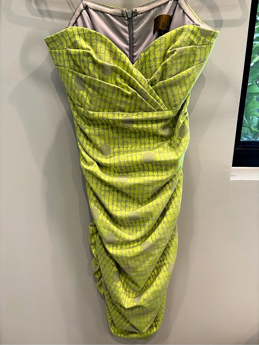 Nicole Miller Draped Maxi Dress in Green & Gray Size 4 Like New